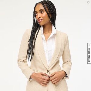 NWT Houndstooth one-button blazer in Ivory British Khaki, J. Crew sz 2